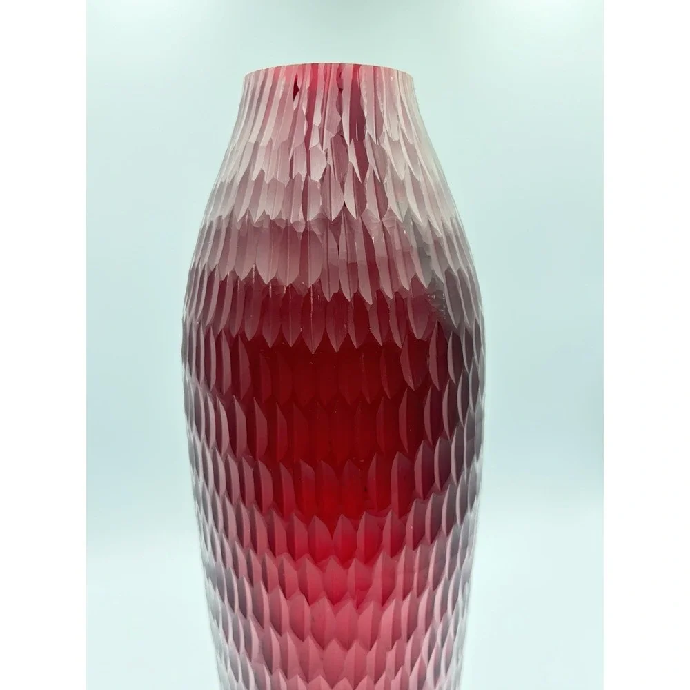 Vintage Ruby Red Flashed Glass Vase Large 15